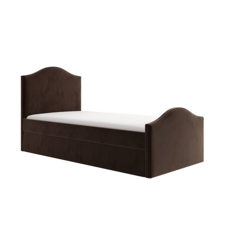 Brown Upholstered Single Guest Bed with Trundle - Elsie
