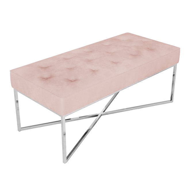 Cushioned End-of-Bed Bench in Pink Velvet - Esme