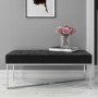 Esme Quilted Velvet Bench in Dark Grey with Criss-cross Silver Legs