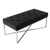 Esme Quilted Velvet Bench in Dark Grey with Criss-cross Silver Legs