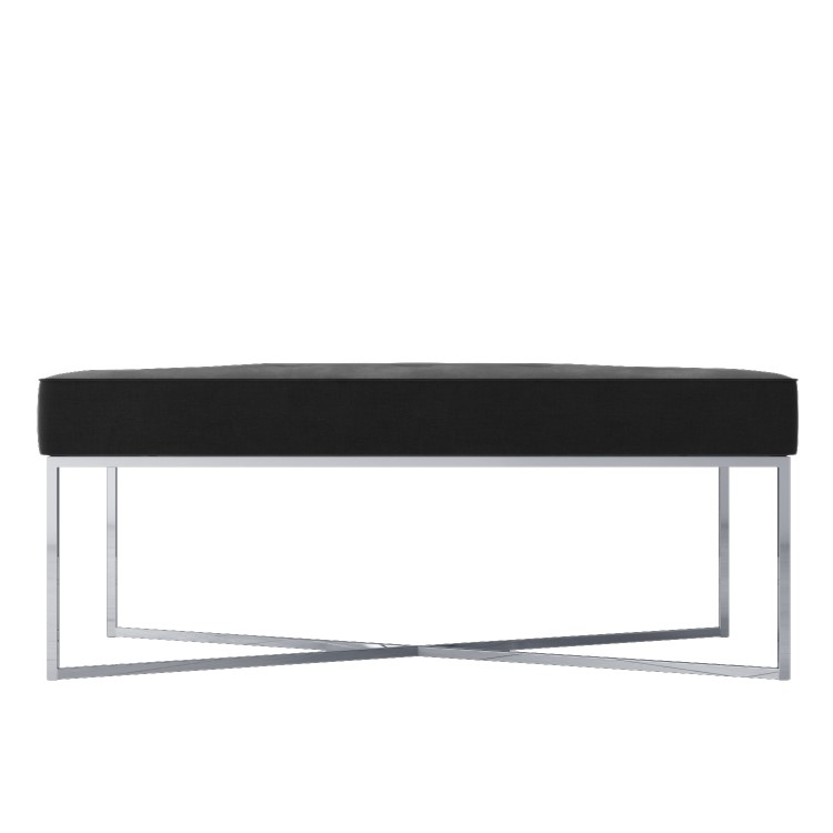 Esme Quilted Velvet Bench in Dark Grey with Criss-cross Silver Legs