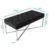 Esme Quilted Velvet Bench in Dark Grey with Criss-cross Silver Legs