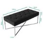 Esme Quilted Velvet Bench in Dark Grey with Criss-cross Silver Legs
