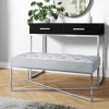 Grey Velvet Bedroom Bench with Silver Legs - Esme