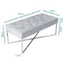 Grey Velvet Bedroom Bench with Silver Legs - Esme