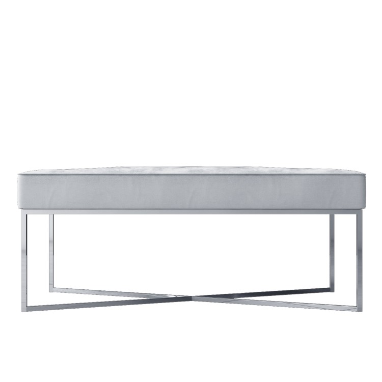 Grey Velvet Bedroom Bench with Silver Legs - Esme
