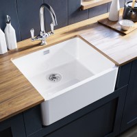 Single Bowl White Ceramic Undermount Belfast Kitchen Sink - Taylor & Moore Esme 