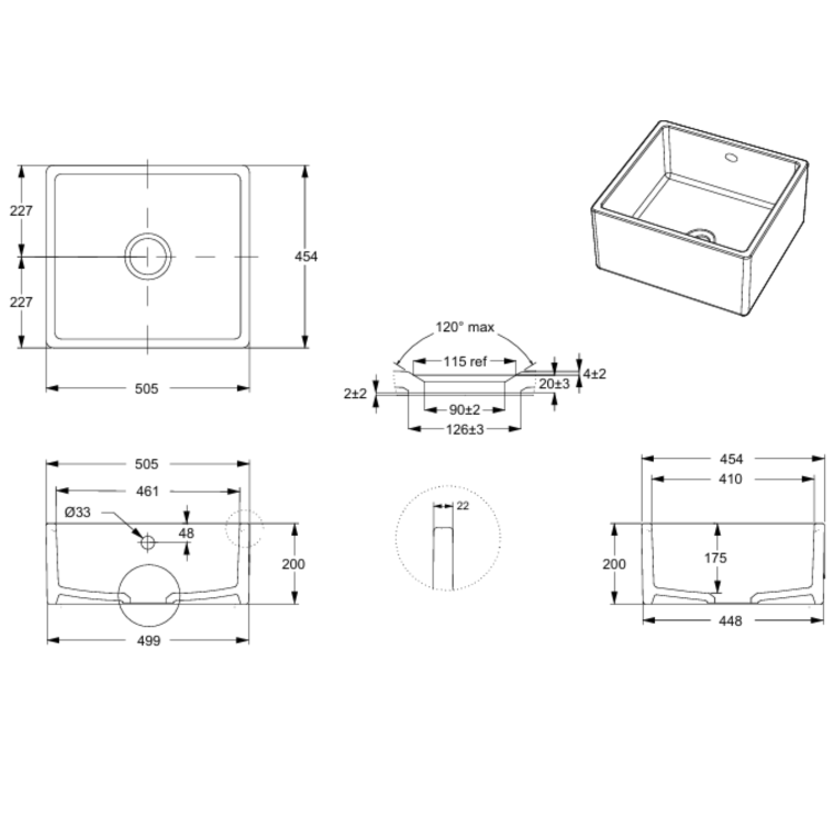 Single Bowl White Ceramic Undermount Belfast Kitchen Sink - Taylor & Moore Esme 
