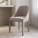 ETA001 Beige Textured Upholstered Curved Dining Chair with Wooden Legs - Etta