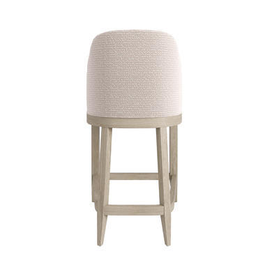 ALMOST PERFECT - Beige Textured Upholstered Kitchen Stool With Back - Etta