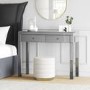 Grey Mirrored 2 Drawer Dressing Table with Crystal Effect Handles - Eva