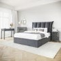Grey Mirrored 2 Drawer Dressing Table with Crystal Effect Handles - Eva