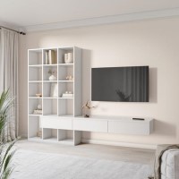 White Gloss Media Wall with Storage - Everett White Gloss Media Wall with Storage - Everett