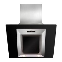 CDA EVG6BL Designer Angled 60cm Chimney Cooker Hood Stainless Steel With Black Glass