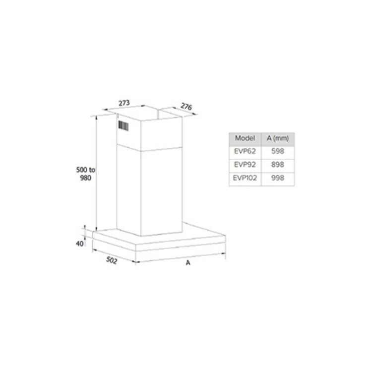 CDA 60cm Slimline Chimney Cooker Hood - Stainless Steel