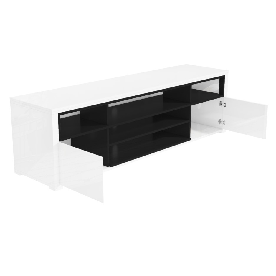 White & Grey High Gloss TV Unit Large Neo BuyItDirect.ie