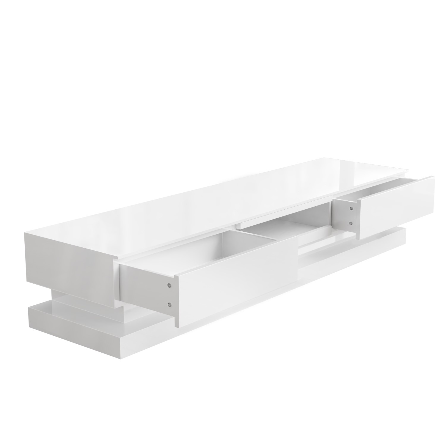 Large White Gloss TV Unit with LEDs TV's up to 88" Evoque