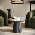 EVV001 Small Black Round Cast Glass Coffee Table - Evie