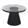 Small Black Round Cast Glass Coffee Table - Evie