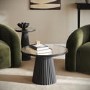Small Black Round Cast Glass Side Table - Evie