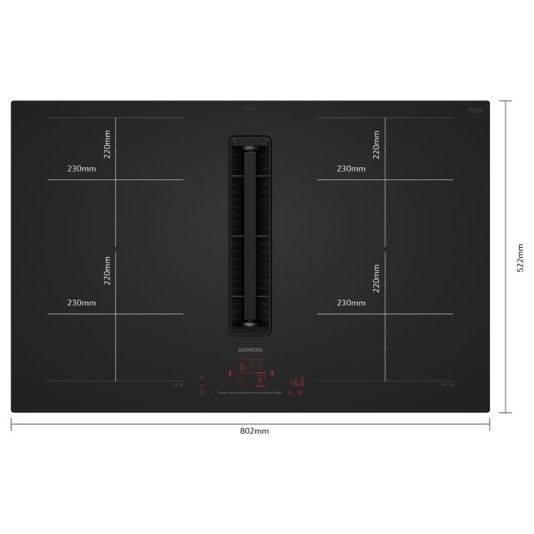 Siemens iQ700 80cm 4 Zone Induction Hob with Integrated Ventilation System
