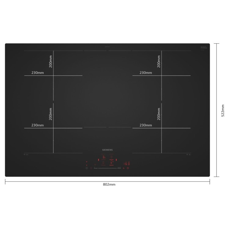 Siemens iQ700 80cm 4 Zone Induction Hob - Matt Black