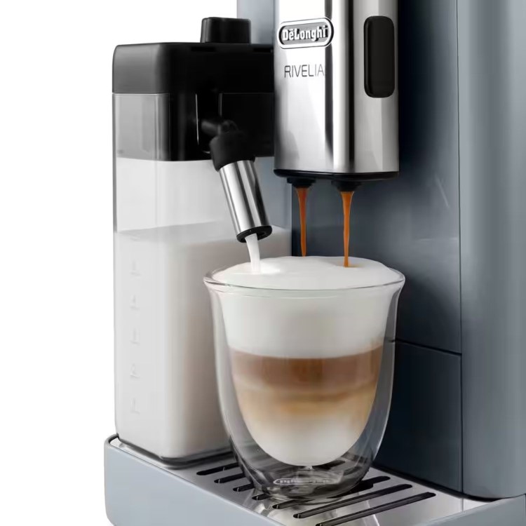 De’Longhi EXAM440.55.G Rivelia – Pebble Grey Automatic Compact Bean-to-Cup Coffee Machine with Milk Frother