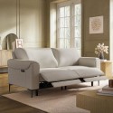 A1/EZR001 ONLY OPENED - Beige Fabric Electric Recliner 3 Seater Sofa - Ezra