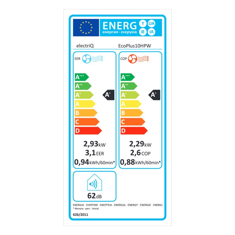electriQ EcoPlus A+ 10000 BTU Low-Energy Smart Portable Air Conditioner with Heat Pump HEPA Purifier & Quiet Night Mode