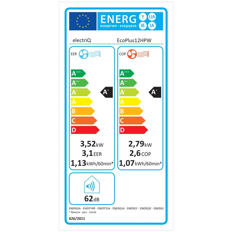 electriQ EcoPlus 12000 BTU  A+ Low Energy  Smart Quiet Portable AC & Heater