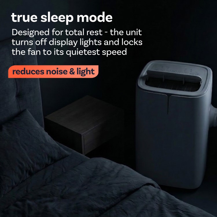 electriQ EcoSilent 12000 BTU Smart Portable Air Conditioner HEPA-Ready with Quiet DC Fan & Sleep Mode