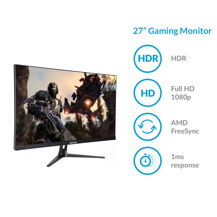 GRADE A1 - electriQ 27" Full HD 1ms 144Hz FreeSync HDR Gaming Monitor