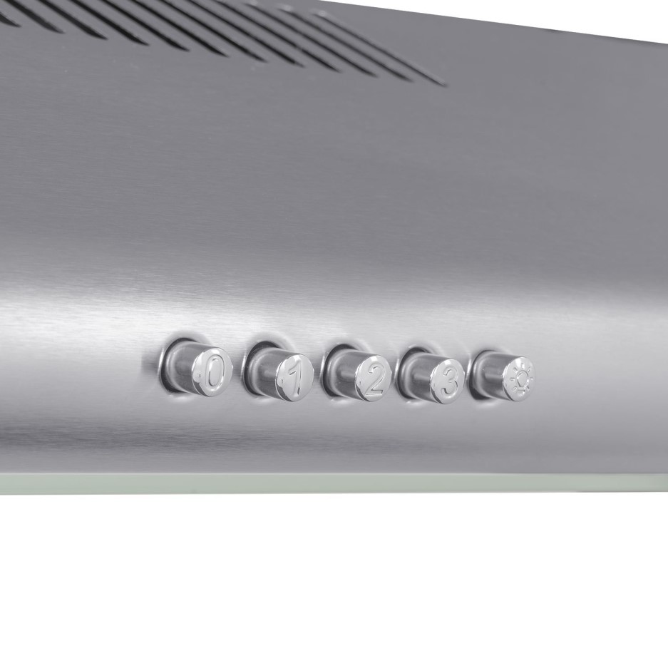 electriQ 60cm Stainless Steel Visor Cooker Hood with Glass Front Top