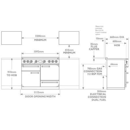 Refurbished Falcon Deluxe F1092DXDFSSCM 110cm Double Oven Dual Fuel Range Cooker Stainless Steel