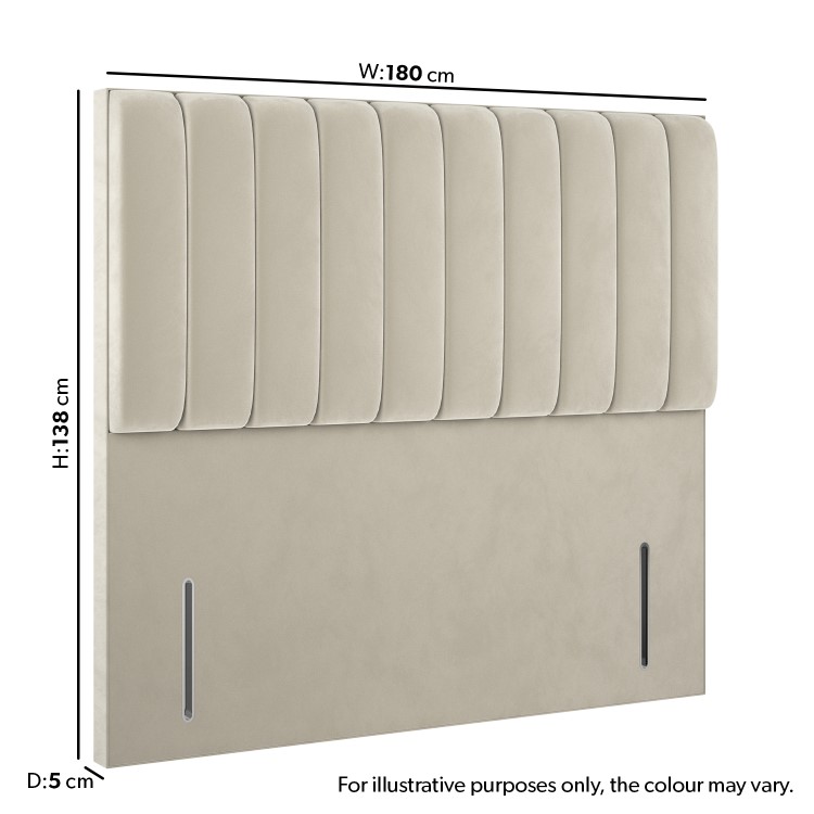 ALMOST PERFECT - Beige Velvet Super King Headboard with Vertical Stripe - Langston