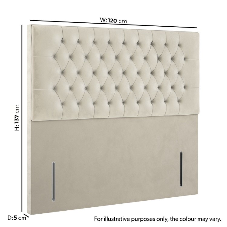 Beige Velvet Small Double Chesterfield Headboard - Langston