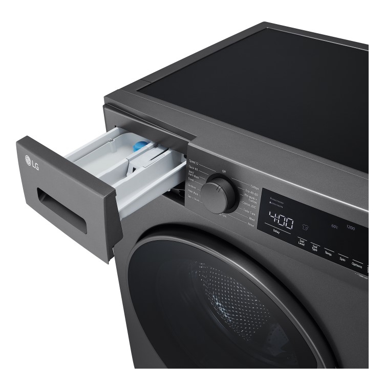 LG Steam 8kg 1200rpm Washing Machine - Dark Silver