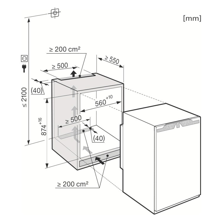 Miele 102 Litre Integrated Upright In-Column Freezer - White