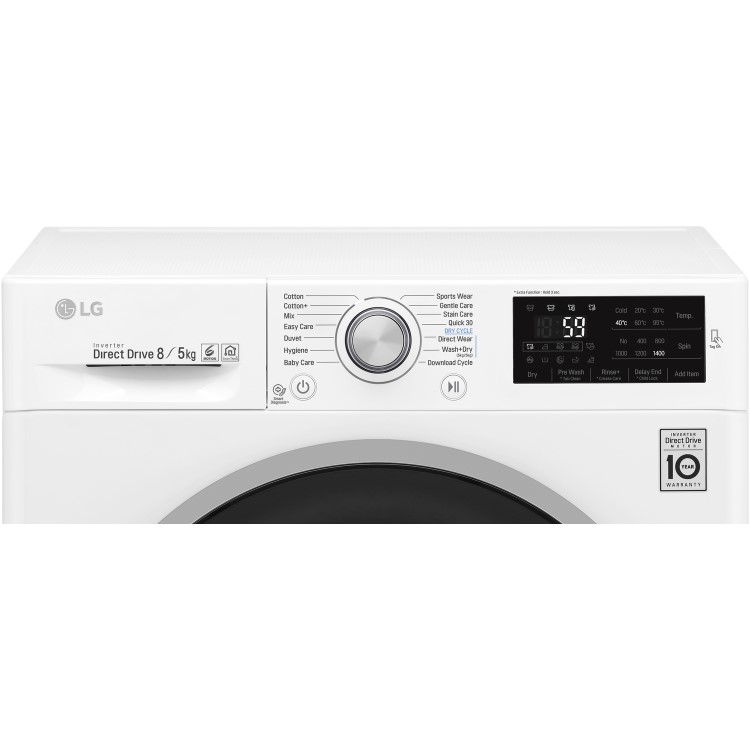 LG F4J6TM1W Direct Drive Smart 8kg Wash 5kg Dry 1400rpm Freestanding Washer Dryer - White