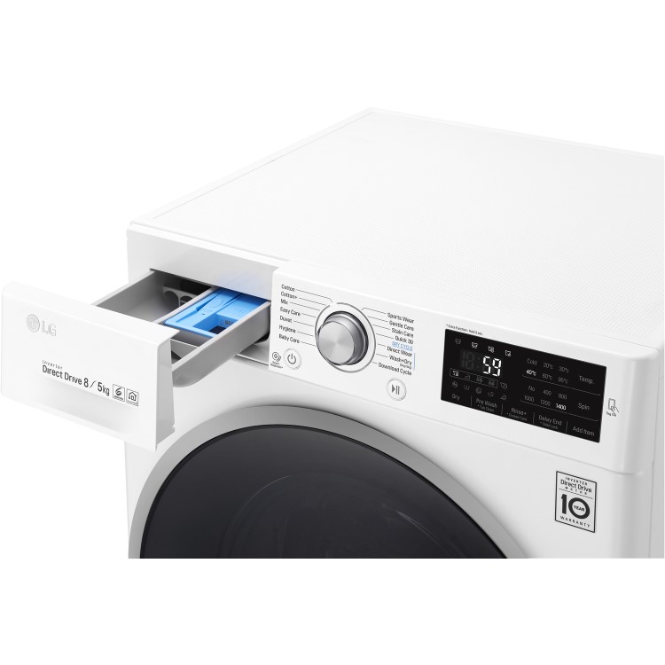 LG F4J6TM1W Direct Drive Smart 8kg Wash 5kg Dry 1400rpm Freestanding Washer Dryer - White