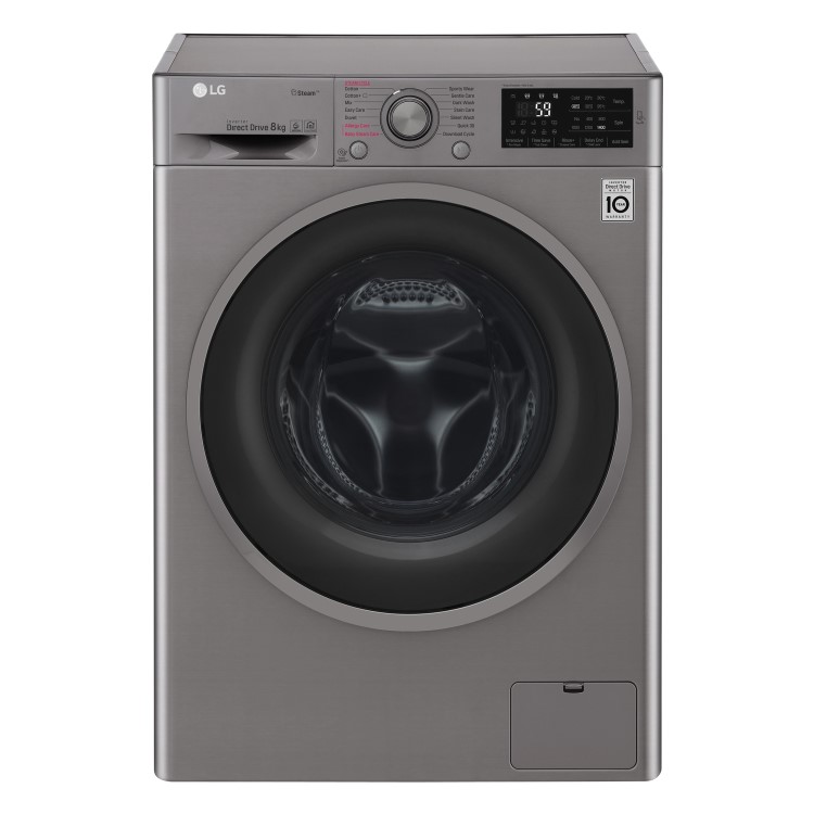 LG F4J6TY8S 8kg 1400rpm Freestanding Washing Machine - Shiny Steel