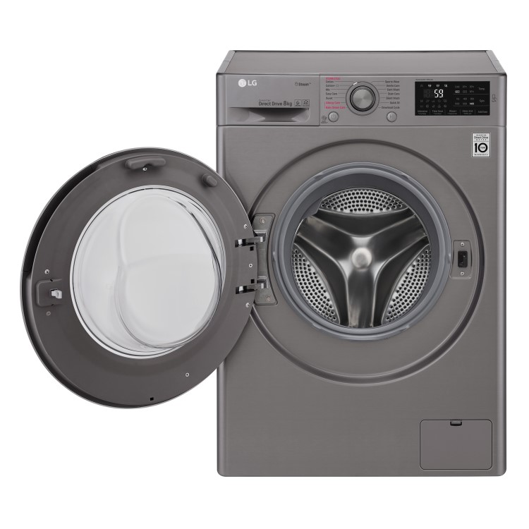 LG F4J6TY8S 8kg 1400rpm Freestanding Washing Machine - Shiny Steel