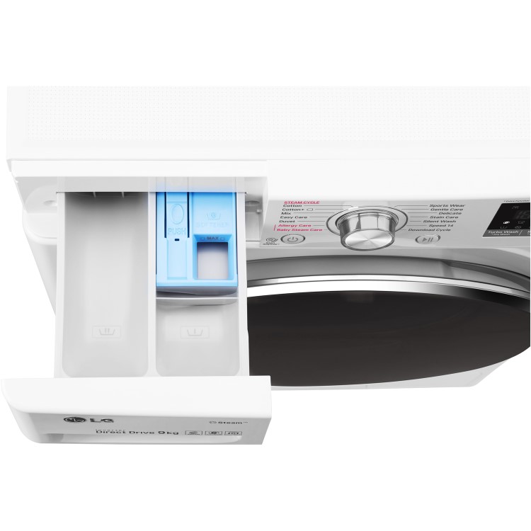 Refurbished LG F4J7VY2WD Freestanding 9KG 1400 Spin Washing Machine With Steam And Wifi Control White