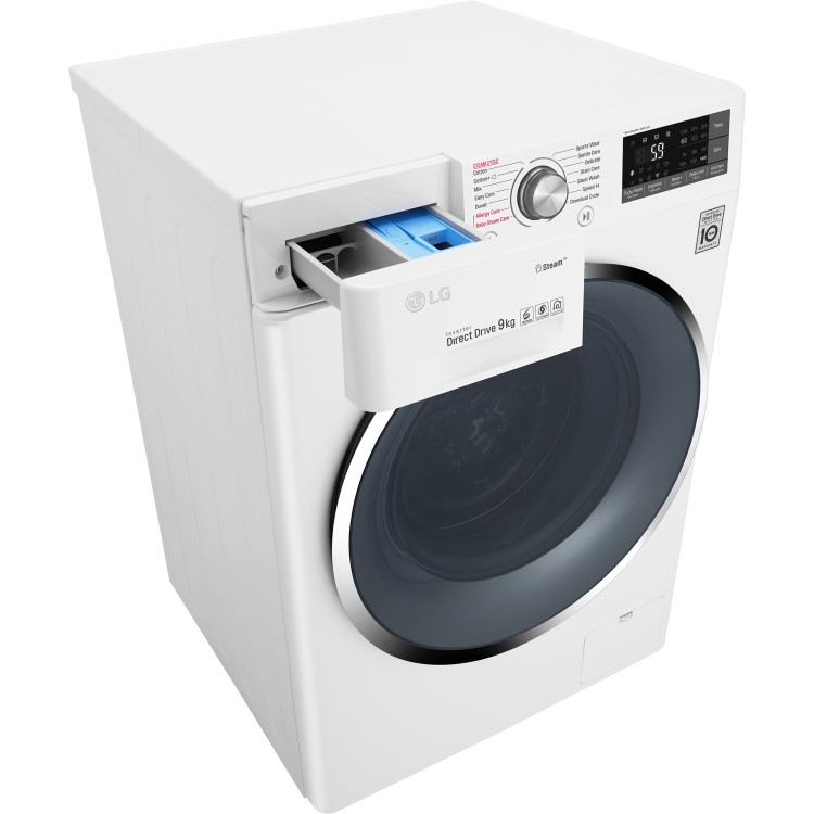 Refurbished LG F4J7VY2WD Freestanding 9KG 1400 Spin Washing Machine With Steam And Wifi Control White