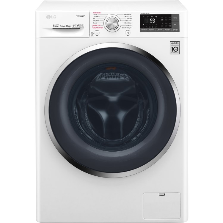 Refurbished LG F4J7VY2WD Freestanding 9KG 1400 Spin Washing Machine With Steam And Wifi Control White