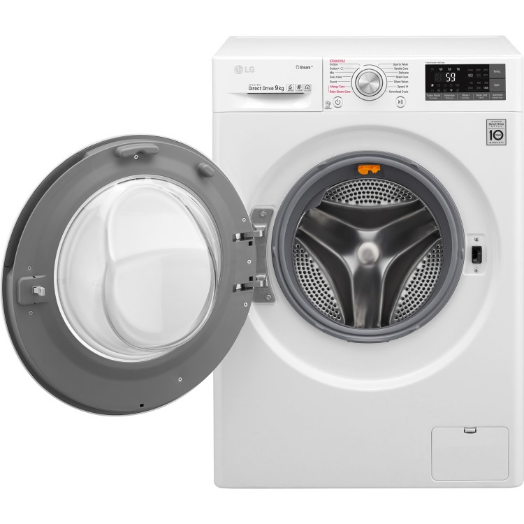 Refurbished LG F4J7VY2WD Freestanding 9KG 1400 Spin Washing Machine With Steam And Wifi Control White