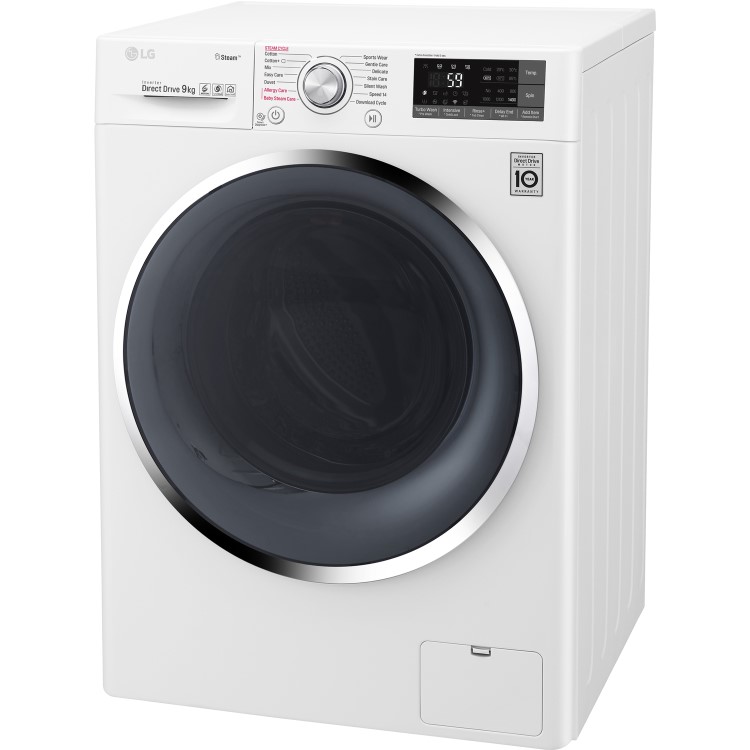 Refurbished LG F4J7VY2WD Freestanding 9KG 1400 Spin Washing Machine With Steam And Wifi Control White