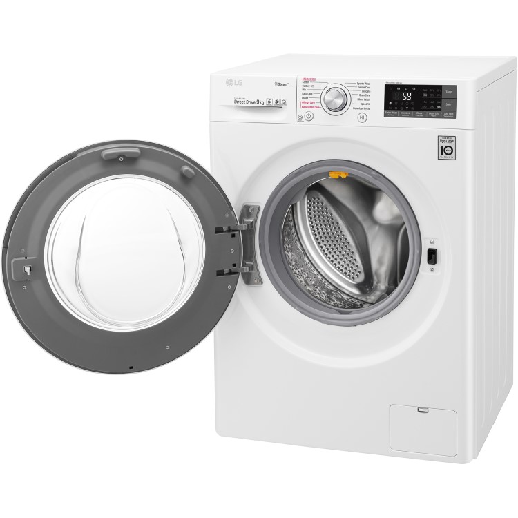 Refurbished LG F4J7VY2WD Freestanding 9KG 1400 Spin Washing Machine With Steam And Wifi Control White