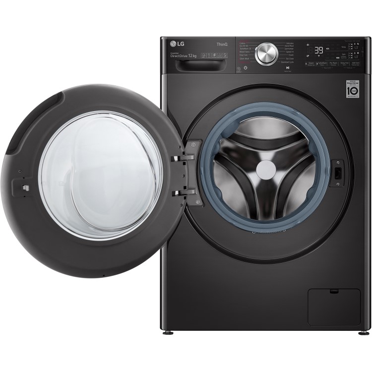 LG V11 12kg 1400rpm Freestanding Washing Machine - Black Steel