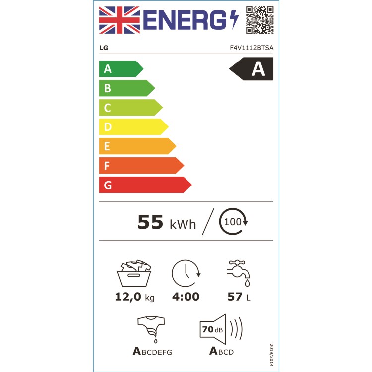 LG V11 12kg 1400rpm Freestanding Washing Machine - Black Steel